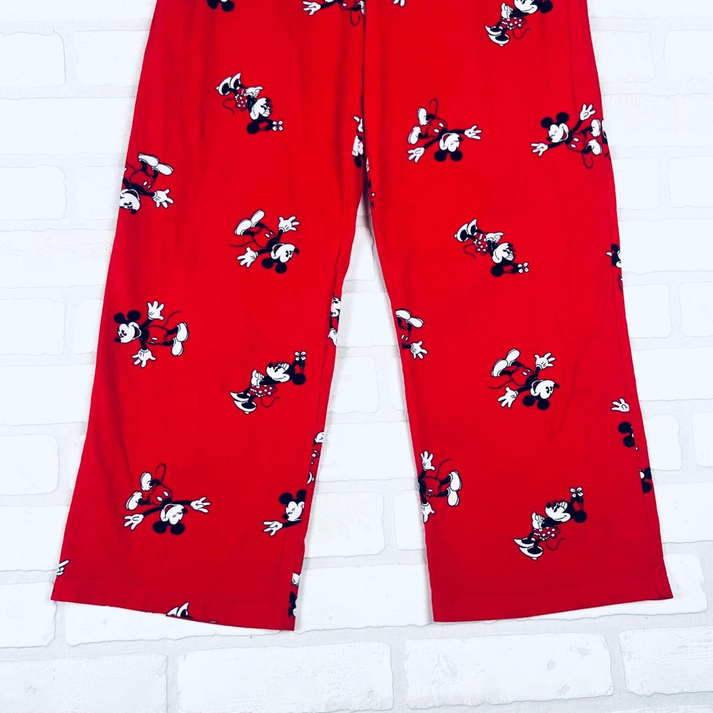 Disney Mickey Minnie Mouse Pajama Pants Womens Medium Red Wide Leg Sleepwear - Picture 4 of 14